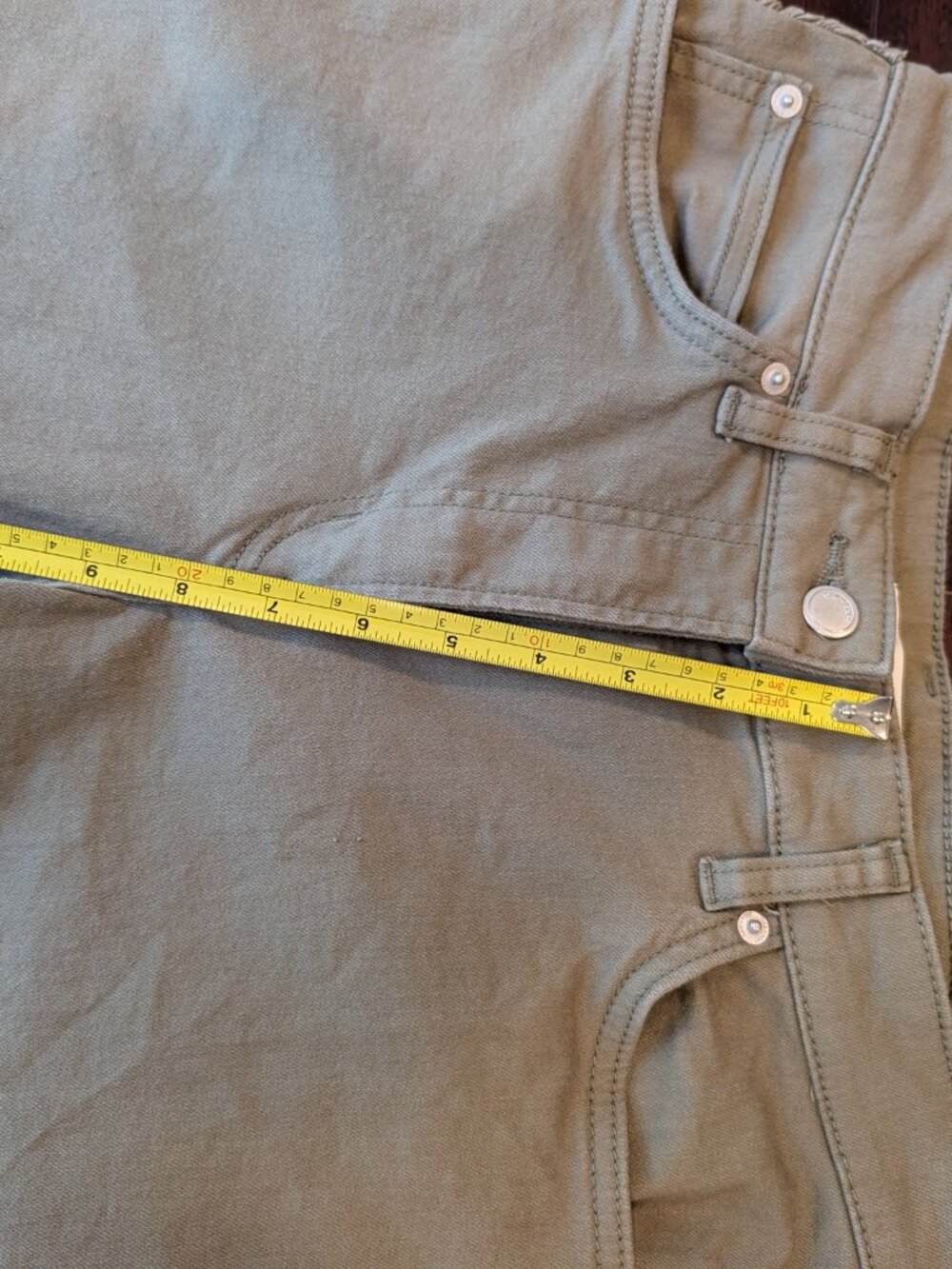 OAK + FORT Olive Green Pants with Raw Edge Side Seams - Size 4 - Picture 3 of 6